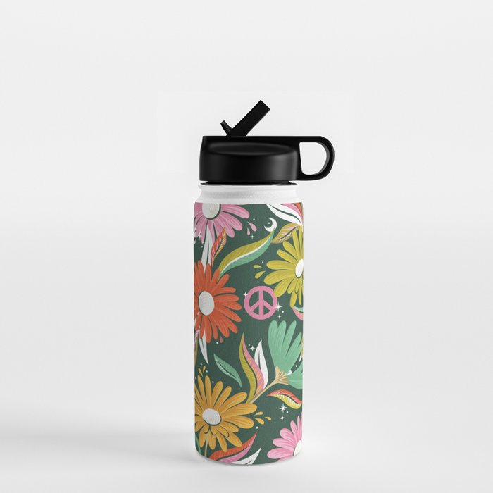 Drippy Daisy Dreamscape - Rainbow on Kelly Green Water Bottle Gallery Image 1