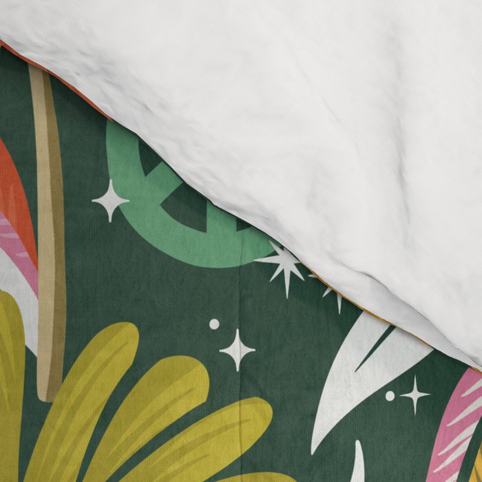Drippy Daisy Dreamscape - Rainbow on Kelly Green Comforter Gallery Image 4
