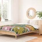 Drippy Daisy Dreamscape - Rainbow on Kelly Green Duvet Cover Gallery Image 2