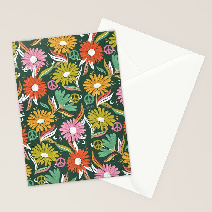 Drippy Daisy Dreamscape - Rainbow on Kelly Green Stationery Card Gallery Image 2
