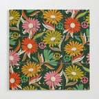 Drippy Daisy Dreamscape - Rainbow on Kelly Green Wood Wall Art Gallery Image 1