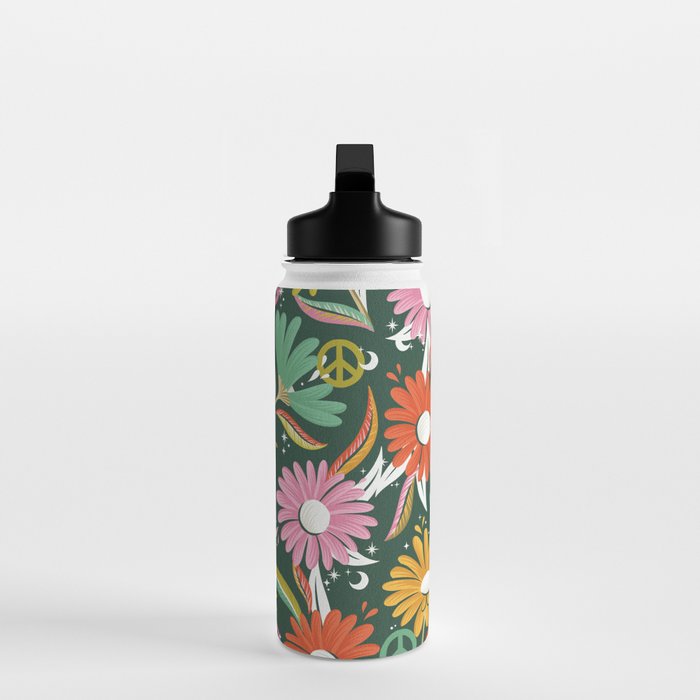 Drippy Daisy Dreamscape - Rainbow on Kelly Green Water Bottle Gallery Image 3