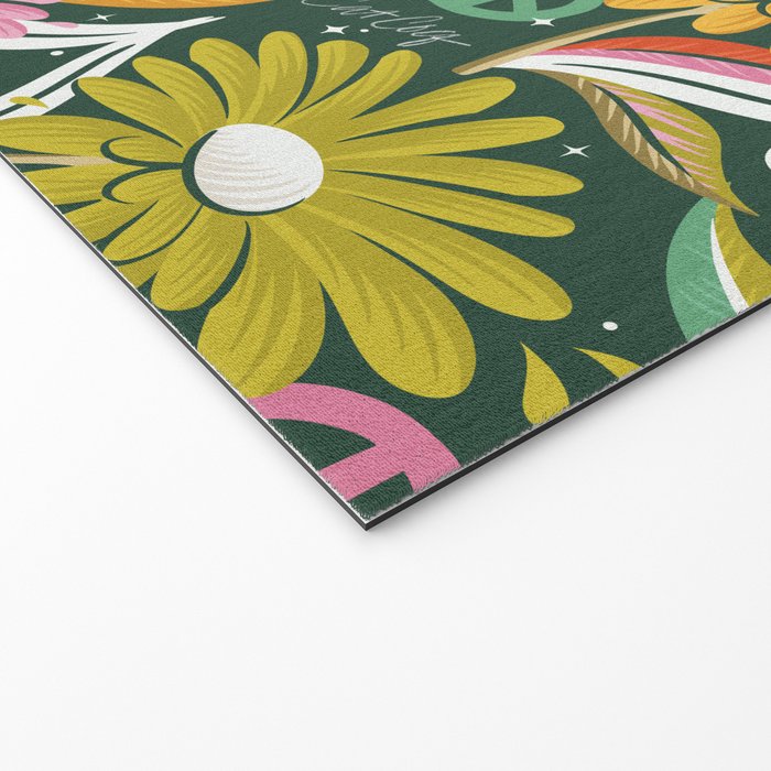 Drippy Daisy Dreamscape - Rainbow on Kelly Green Welcome Mat Gallery Image 2