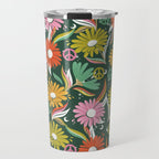 Drippy Daisy Dreamscape - Rainbow on Kelly Green Travel Mug Gallery Image 1