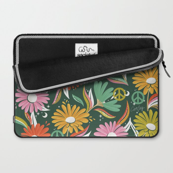 Drippy Daisy Dreamscape - Rainbow on Kelly Green Laptop Sleeve Gallery Image 2