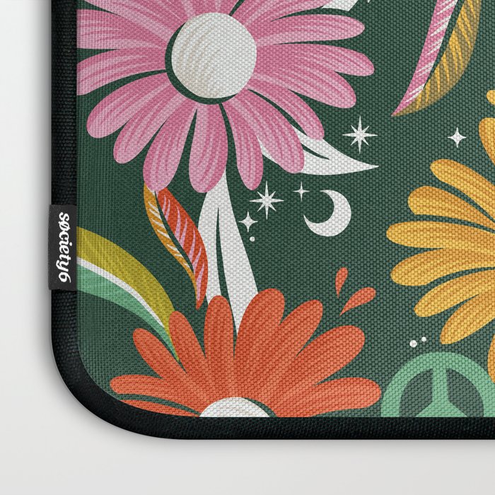 Drippy Daisy Dreamscape - Rainbow on Kelly Green Laptop Sleeve Gallery Image 3