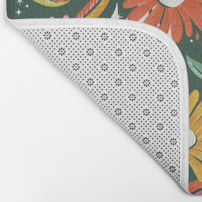 Drippy Daisy Dreamscape - Rainbow on Kelly Green Bath Mat Gallery Image 2