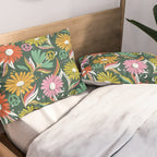 Drippy Daisy Dreamscape - Rainbow on Kelly Green Pillow Sham Gallery Image 2