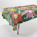 Drippy Daisy Dreamscape - Rainbow on Kelly Green Tablecloth Gallery Image 1