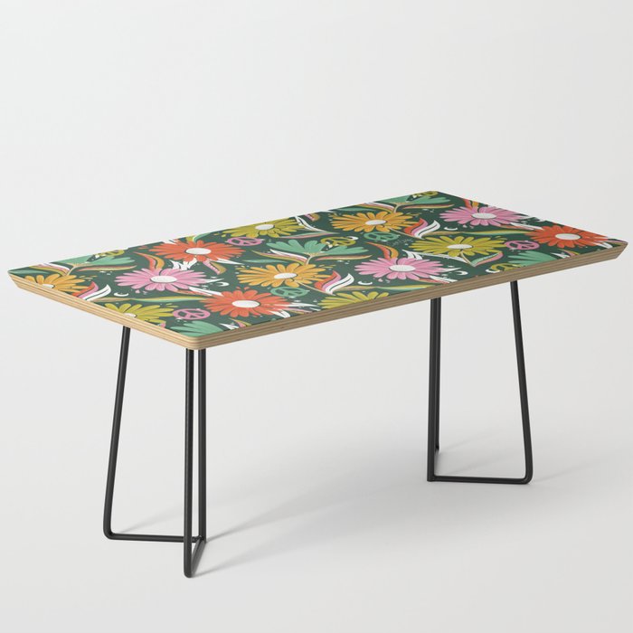 Drippy Daisy Dreamscape - Rainbow on Kelly Green Coffee Table Gallery Image 1