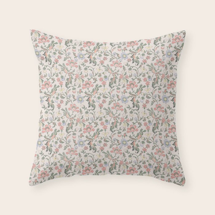 Vintage Bohemian Floral in Pink Throw Pillow Gallery Image 6