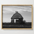 Country Corn Crib Black and White Farm Photography Serving Tray Gallery Image 1