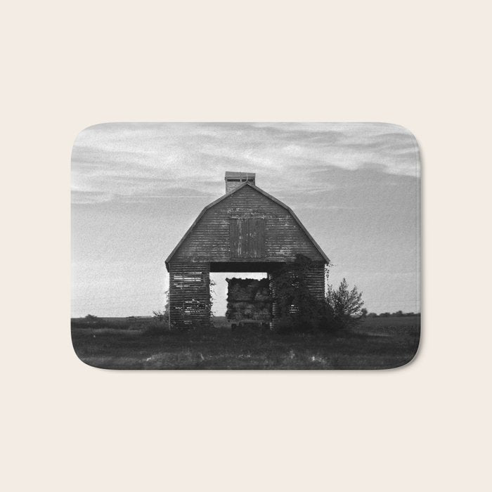 Country Corn Crib Black and White Farm Photography Bath Mat Gallery Image 1