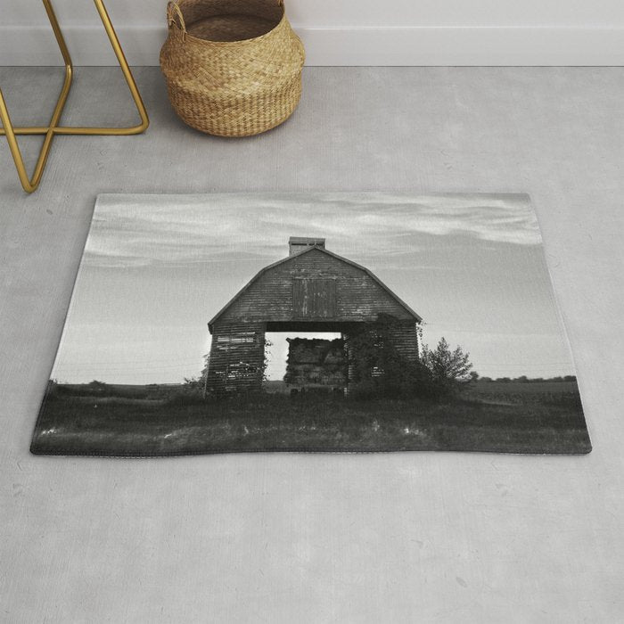 Country Corn Crib Black and White Farm Photography Rug Gallery Image 1