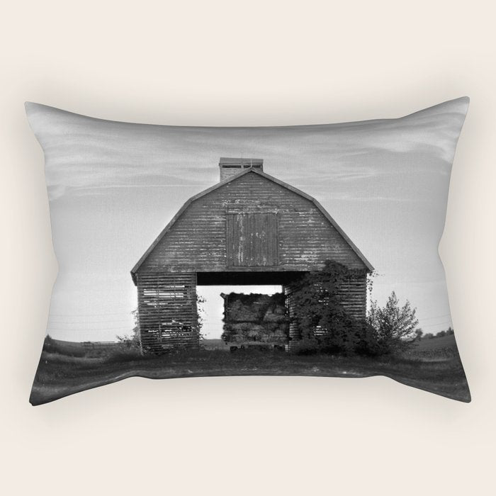 Country Corn Crib Black and White Farm Photography Rectangular Pillow Gallery Image 2