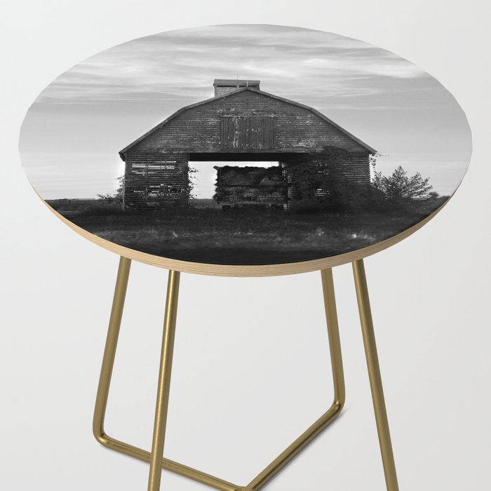 Country Corn Crib Black and White Farm Photography Side Table Gallery Image 2