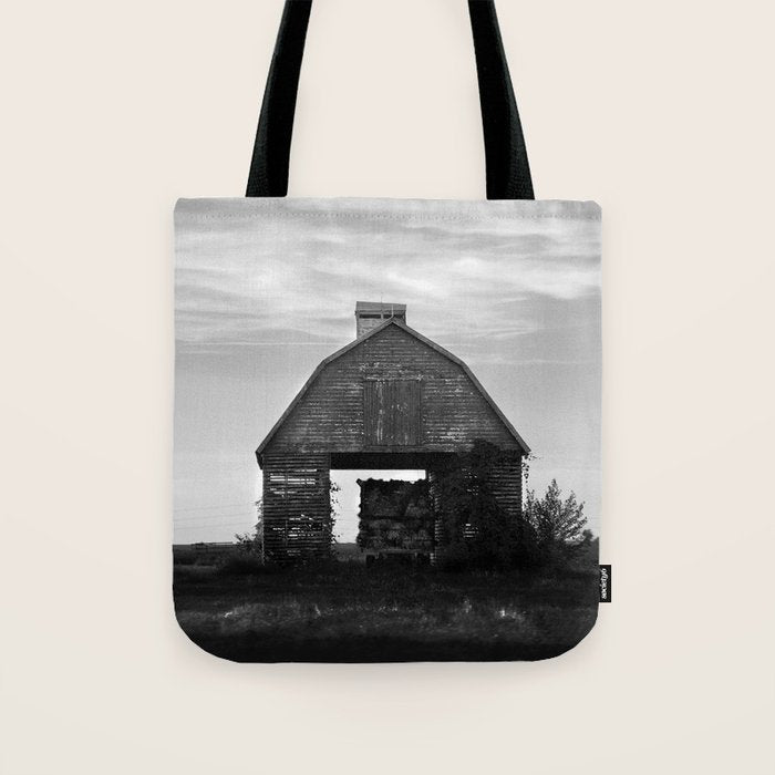 Country Corn Crib Black and White Farm Photography Tote Bag Gallery Image 1