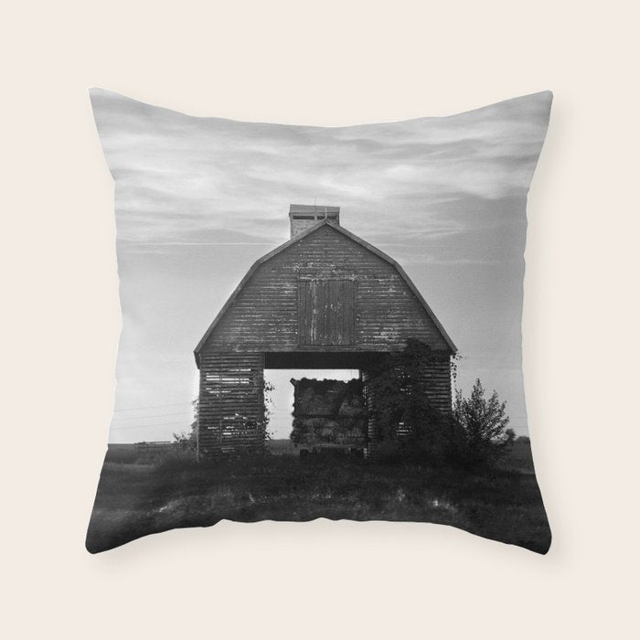 Country Corn Crib Black and White Farm Photography Throw Pillow Gallery Image 6