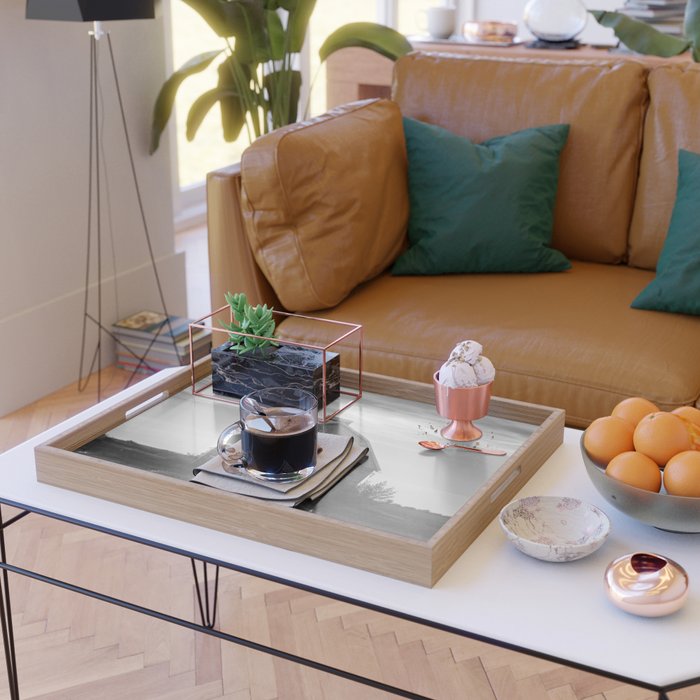 Country Corn Crib Black and White Farm Photography Serving Tray Gallery Image 2