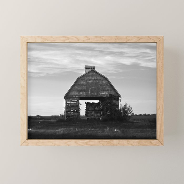 Country Corn Crib Black and White Farm Photography Mini Art Print Gallery Image 1