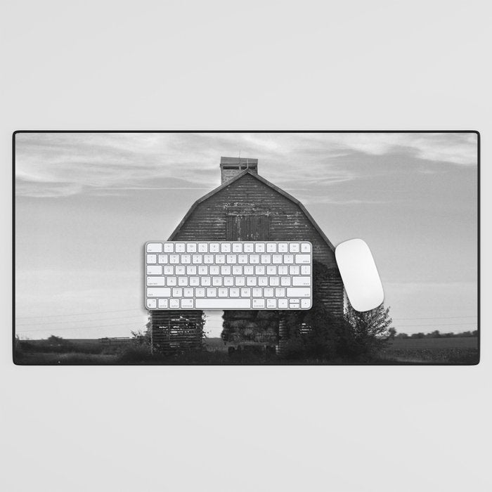 Country Corn Crib Black and White Farm Photography Desk Mat Gallery Image 1