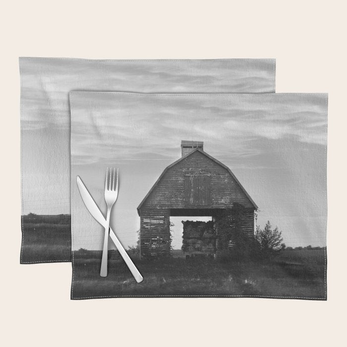 Country Corn Crib Black and White Farm Photography Placemat Gallery Image 1