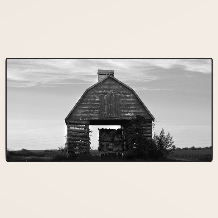 Country Corn Crib Black and White Farm Photography Desk Mat Gallery Image 3