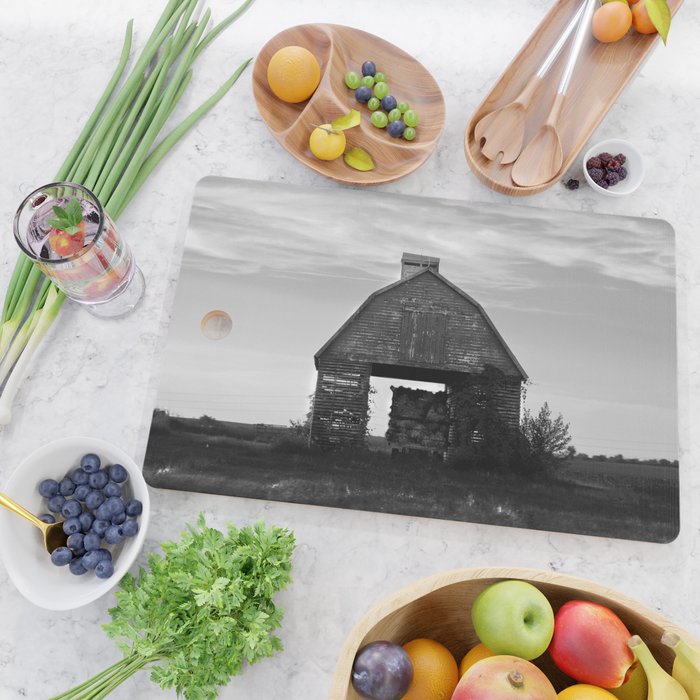 Country Corn Crib Black and White Farm Photography Cutting Board Gallery Image 2
