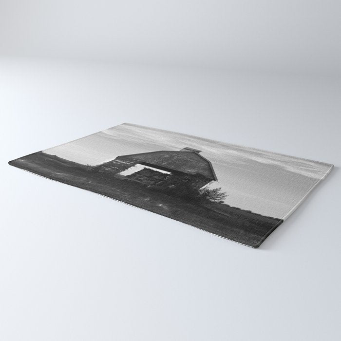 Country Corn Crib Black and White Farm Photography Rug Gallery Image 3