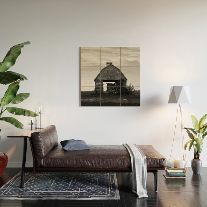 Country Corn Crib Black and White Farm Photography Wood Wall Art Gallery Image 2