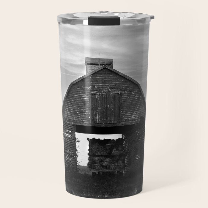 Country Corn Crib Black and White Farm Photography Travel Mug Gallery Image 1