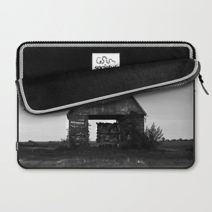 Country Corn Crib Black and White Farm Photography Laptop Sleeve Gallery Image 2