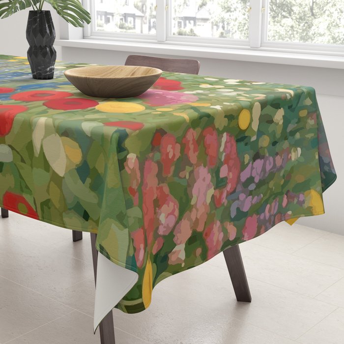 Gustav Klimt Style Colorful Flower Garden Tablecloth Gallery Image 3
