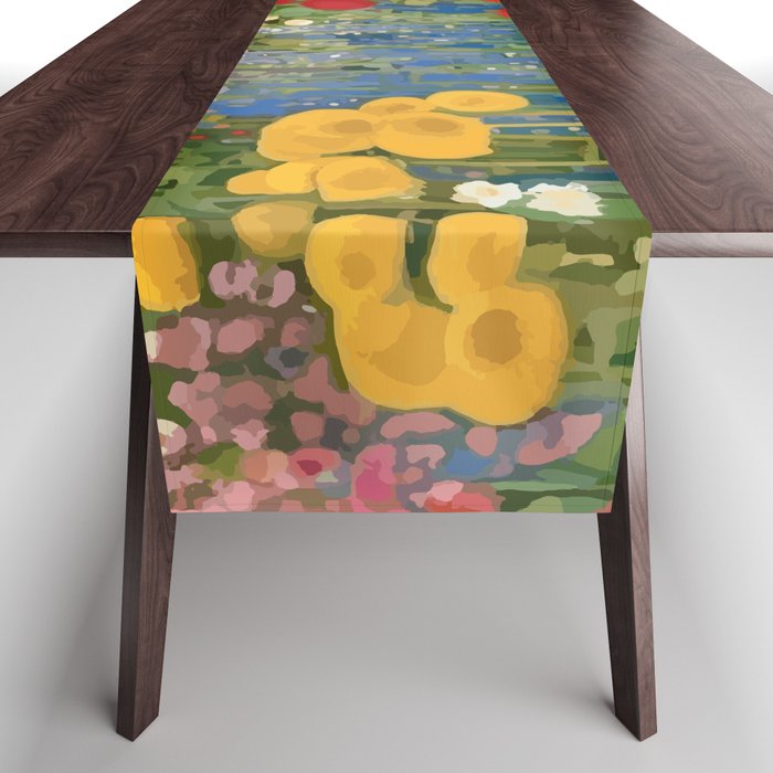 Gustav Klimt Style Colorful Flower Garden Table Runner Gallery Image 1