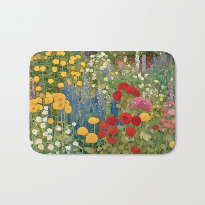 Gustav Klimt Style Colorful Flower Garden Bath Mat Gallery Image 1
