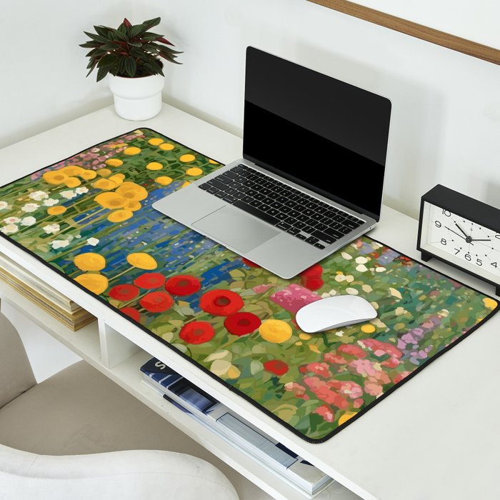 Gustav Klimt Style Colorful Flower Garden Desk Mat Gallery Image 2