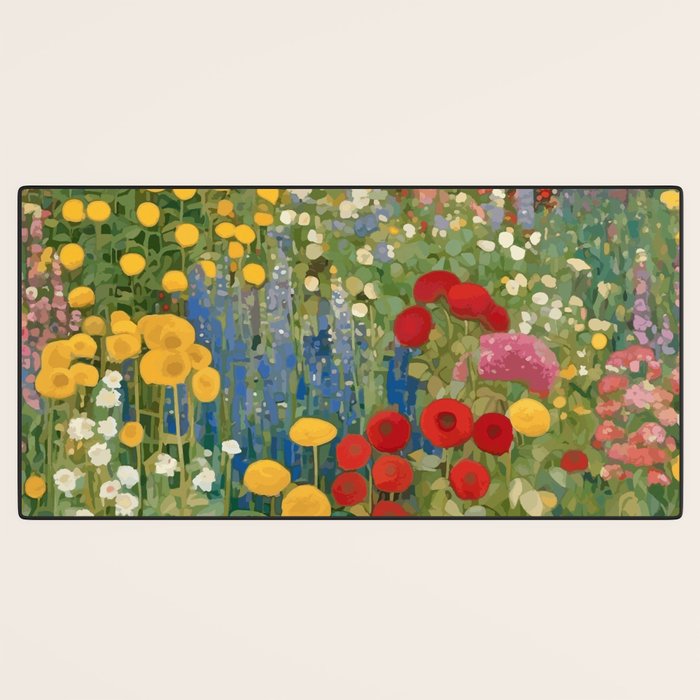 Gustav Klimt Style Colorful Flower Garden Desk Mat Gallery Image 3