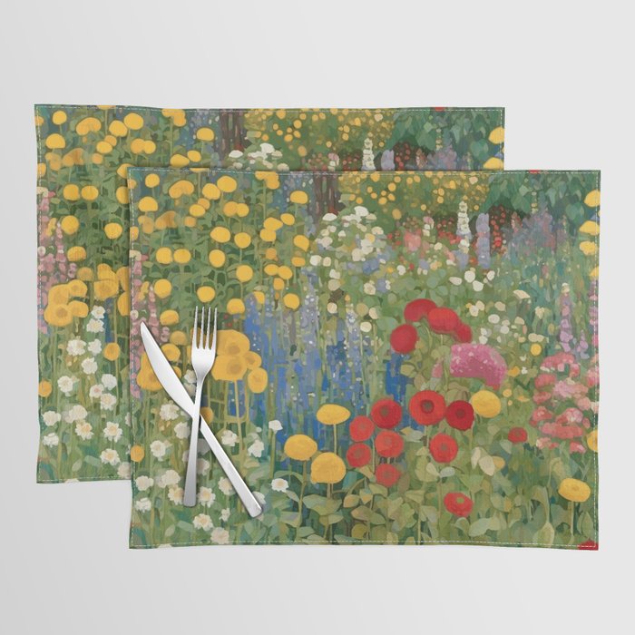 Gustav Klimt Style Colorful Flower Garden Placemat Gallery Image 1