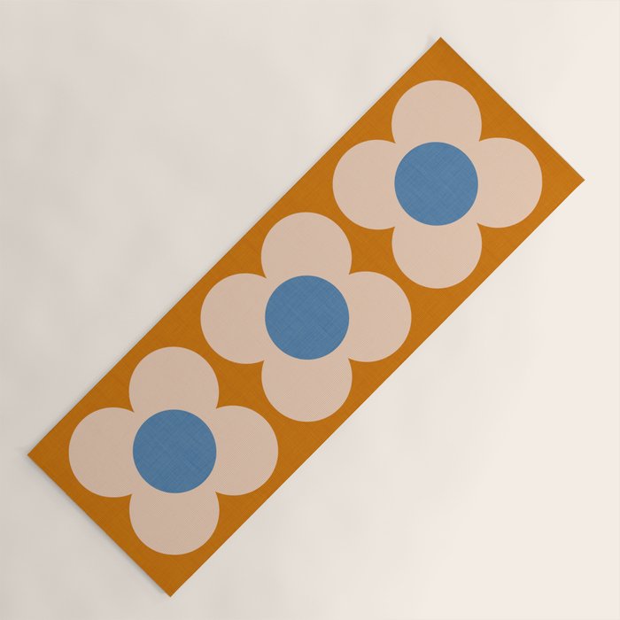 Retro Blossom - tangerine blue Yoga Mat Gallery Image 1
