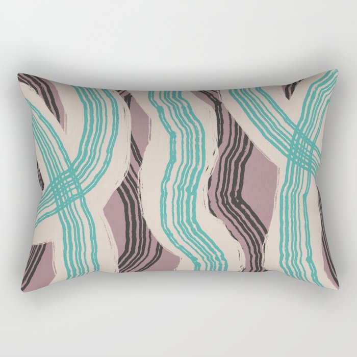 Muted pink and green stripe pattern Rectangular Pillow Gallery Image 1