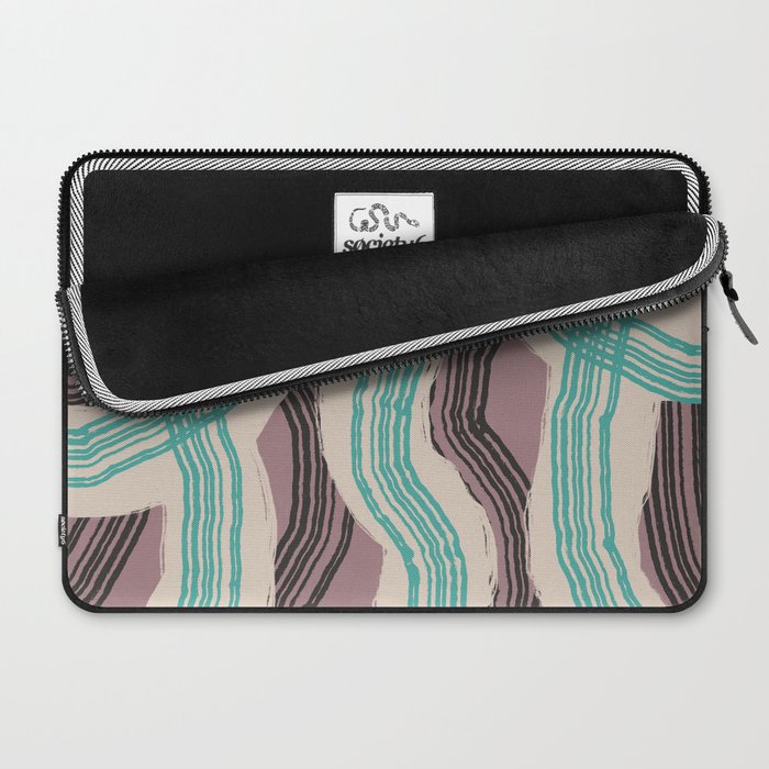 Muted pink and green stripe pattern Laptop Sleeve Gallery Image 2