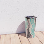 Muted pink and green stripe pattern Travel Mug Gallery Image 4