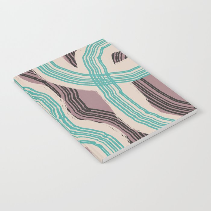 Muted pink and green stripe pattern Notebook Gallery Image 1