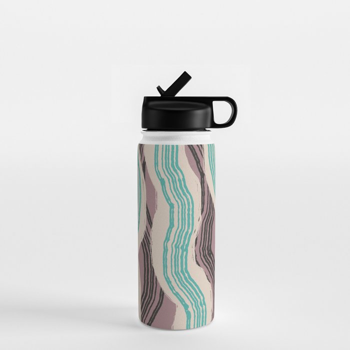 Muted pink and green stripe pattern Water Bottle Gallery Image 1
