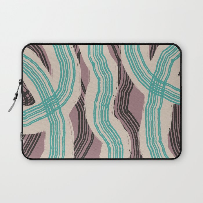 Muted pink and green stripe pattern Laptop Sleeve Gallery Image 1
