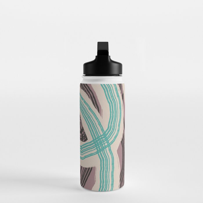 Muted pink and green stripe pattern Water Bottle Gallery Image 3