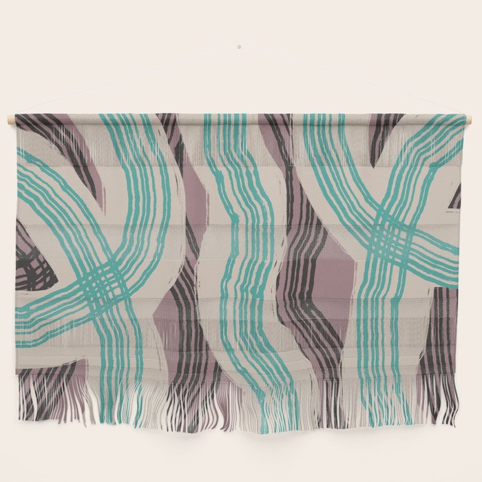 Muted pink and green stripe pattern Wall Hanging Gallery Image 1