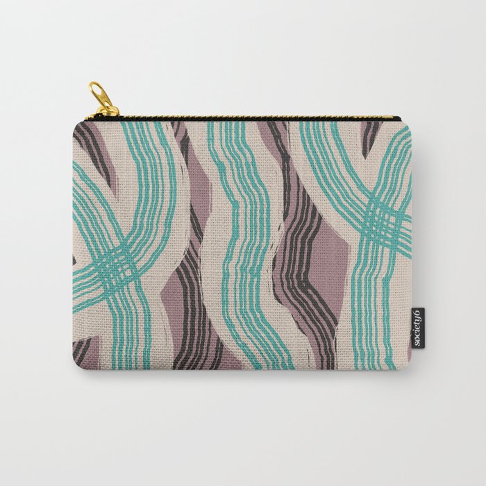 Muted pink and green stripe pattern Carry All Pouch Gallery Image 1