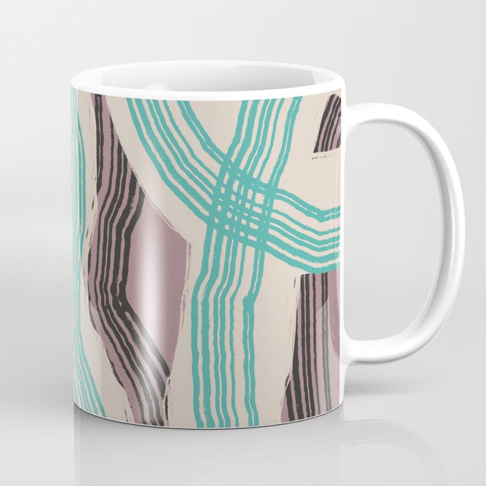 Muted pink and green stripe pattern Coffee Mug Gallery Image 1