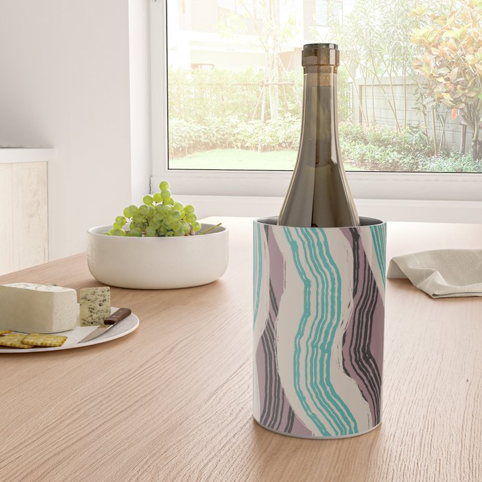 Muted pink and green stripe pattern Wine Chiller Gallery Image 4